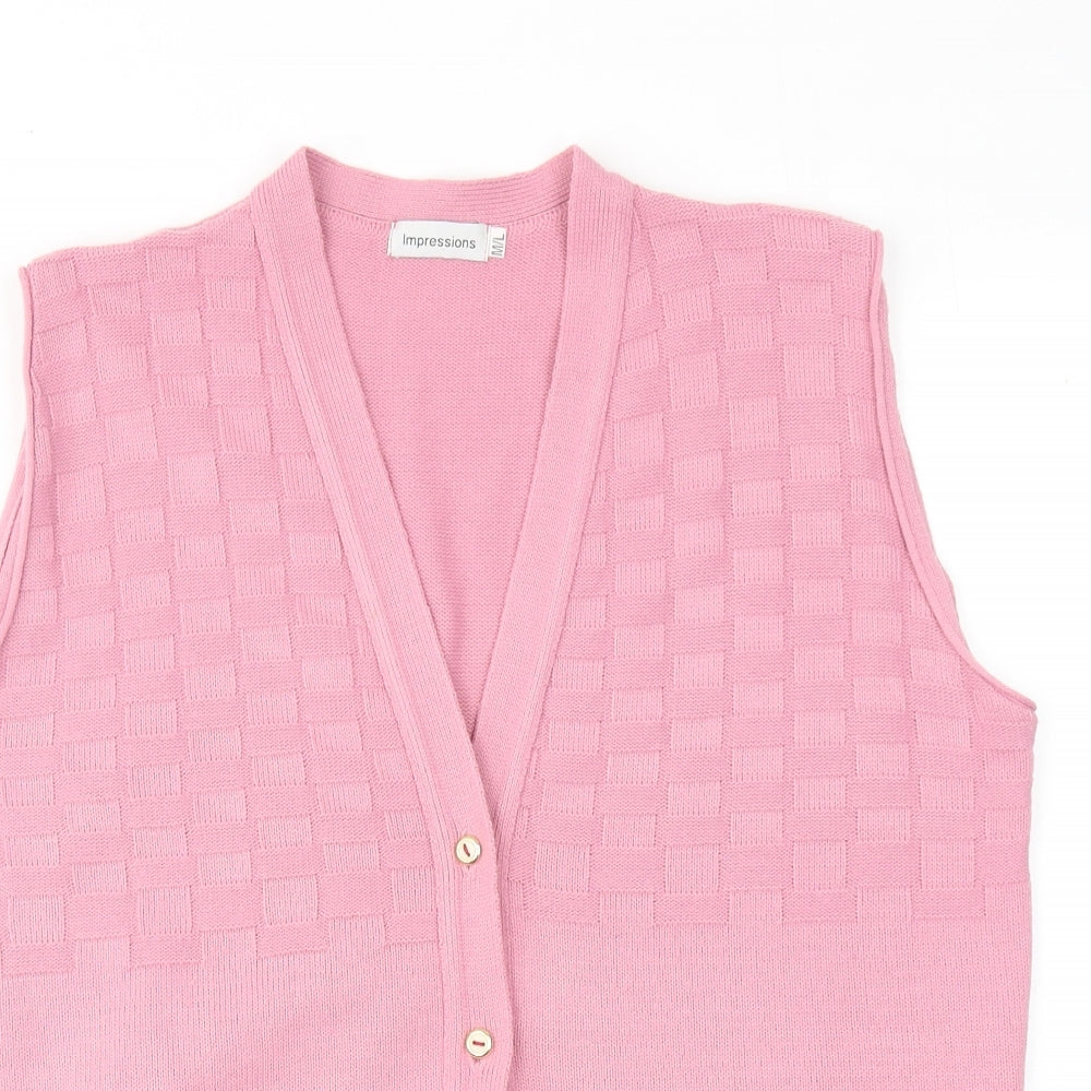 Impressions Womens Pink V-Neck Acrylic Vest Jumper Size M