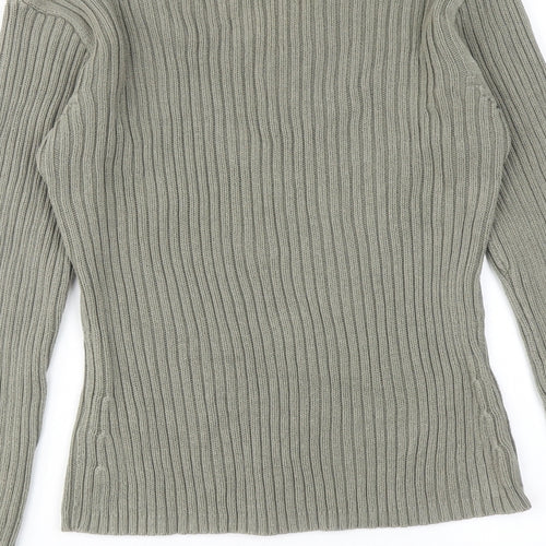 NAF NAF Womens Green V-Neck Cotton Pullover Jumper Size L