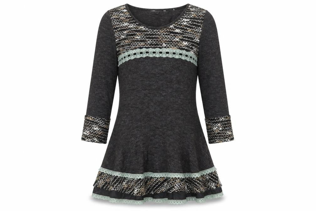 Preview Womens Grey Geometric Acrylic Jumper Dress Size S Scoop Neck Pullover