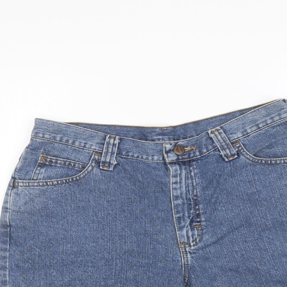 Riders Womens Blue Cotton Bermuda Shorts Size 10 L8 in Regular Button