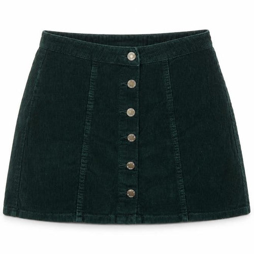 Denim & Co. Womens Green Cotton A-Line Skirt Size 10 Button