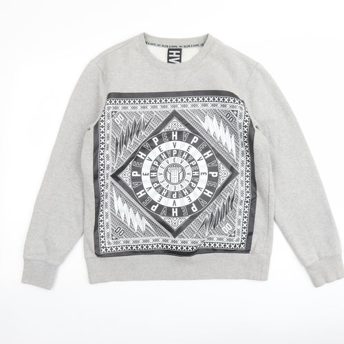 HVPE Mens Grey Cotton Pullover Sweatshirt Size S