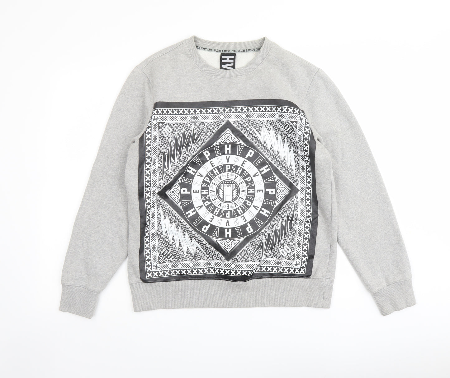 HVPE Mens Grey Cotton Pullover Sweatshirt Size S