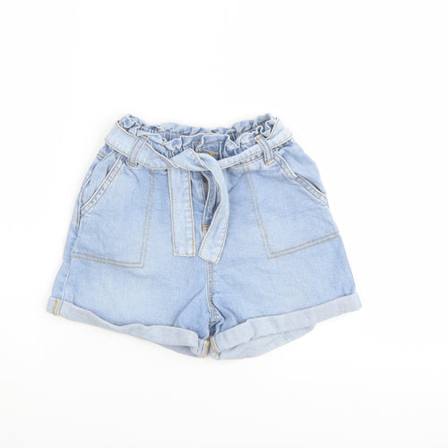 TU Girls Blue Cotton Mom Shorts Size 9 Years Regular Zip