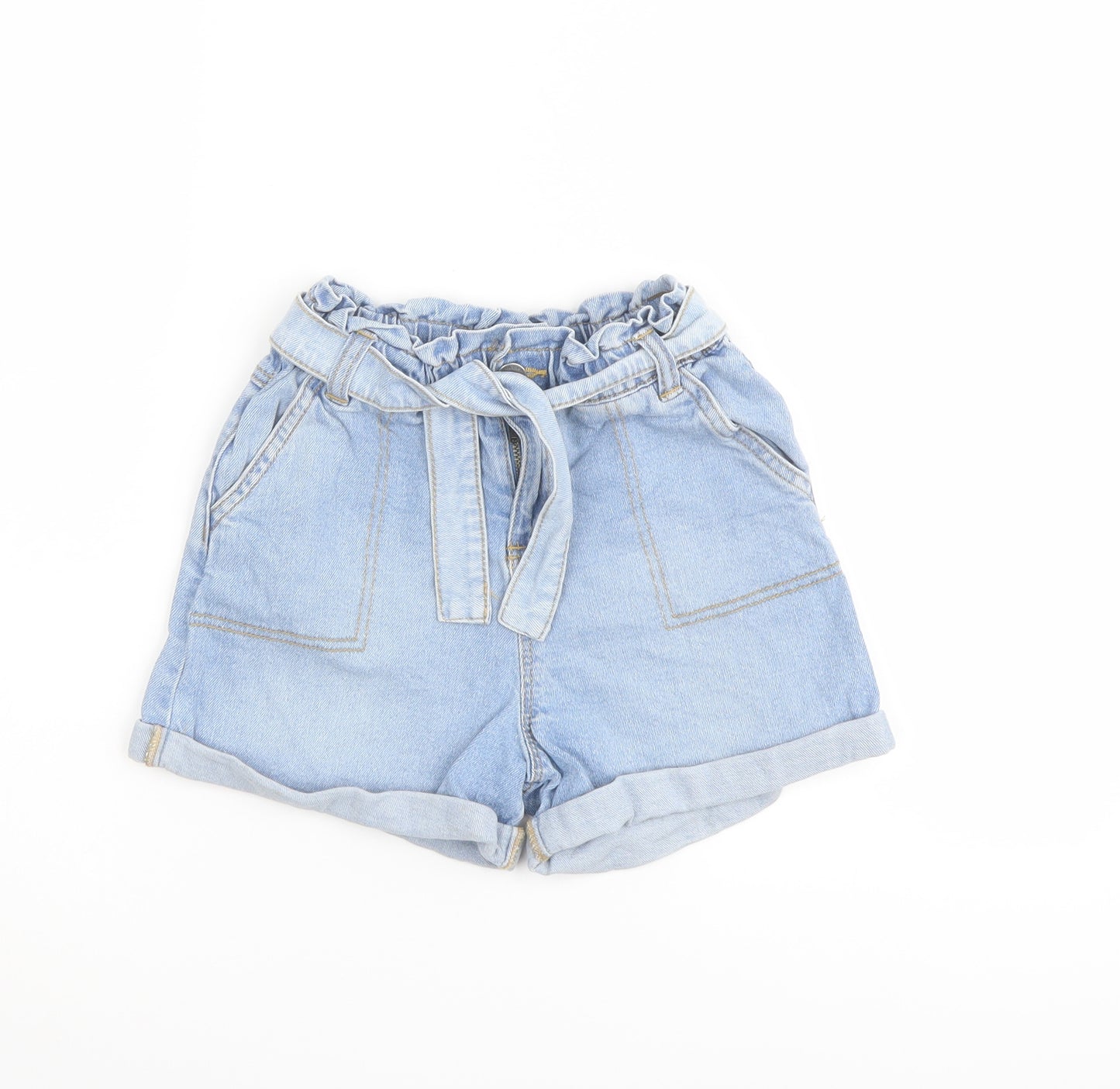 TU Girls Blue Cotton Mom Shorts Size 9 Years Regular Zip