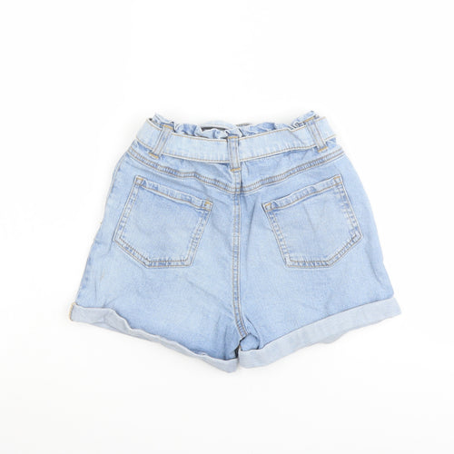 TU Girls Blue Cotton Mom Shorts Size 9 Years Regular Zip