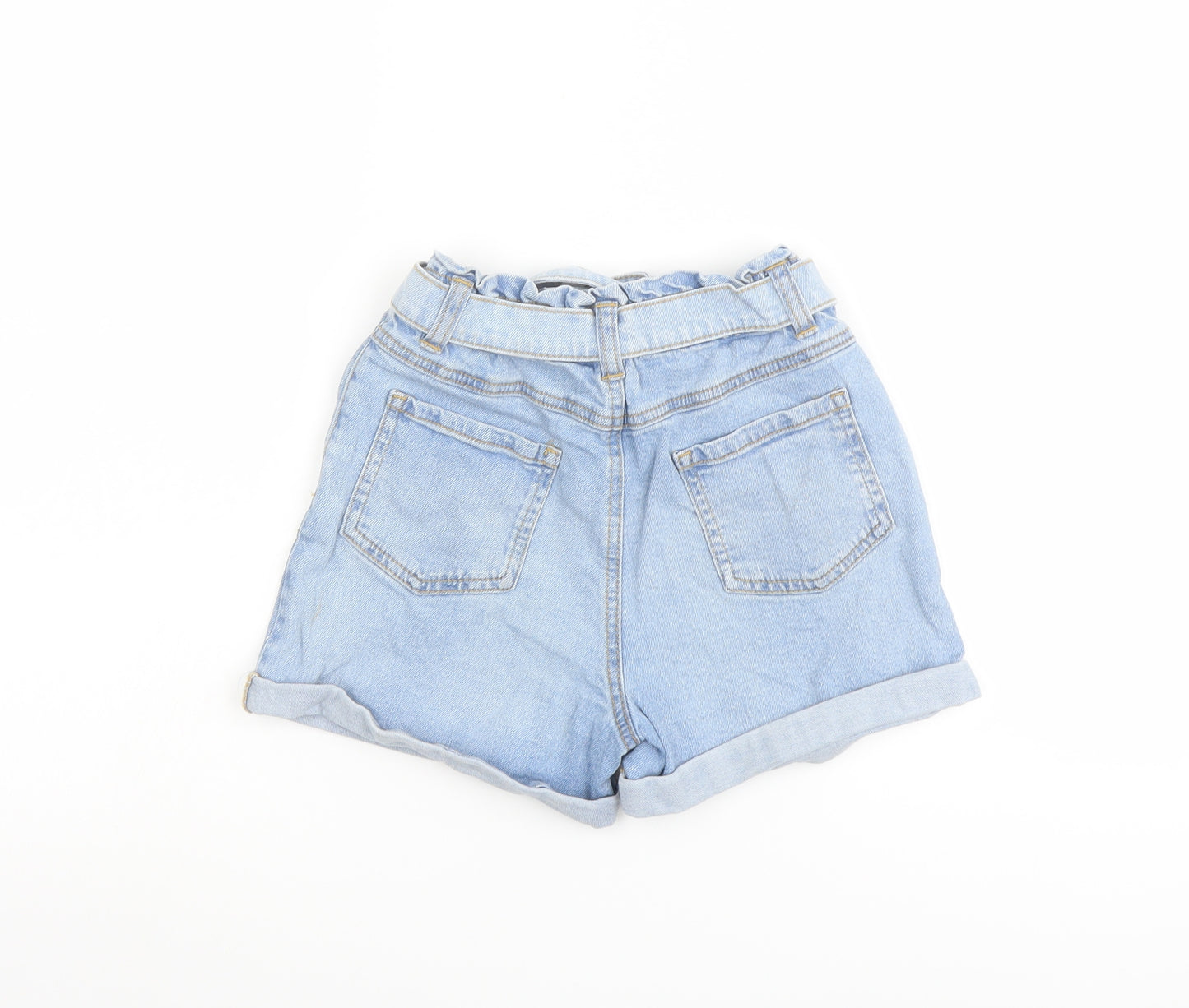 TU Girls Blue Cotton Mom Shorts Size 9 Years Regular Zip