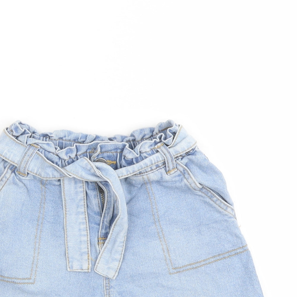 TU Girls Blue Cotton Mom Shorts Size 9 Years Regular Zip