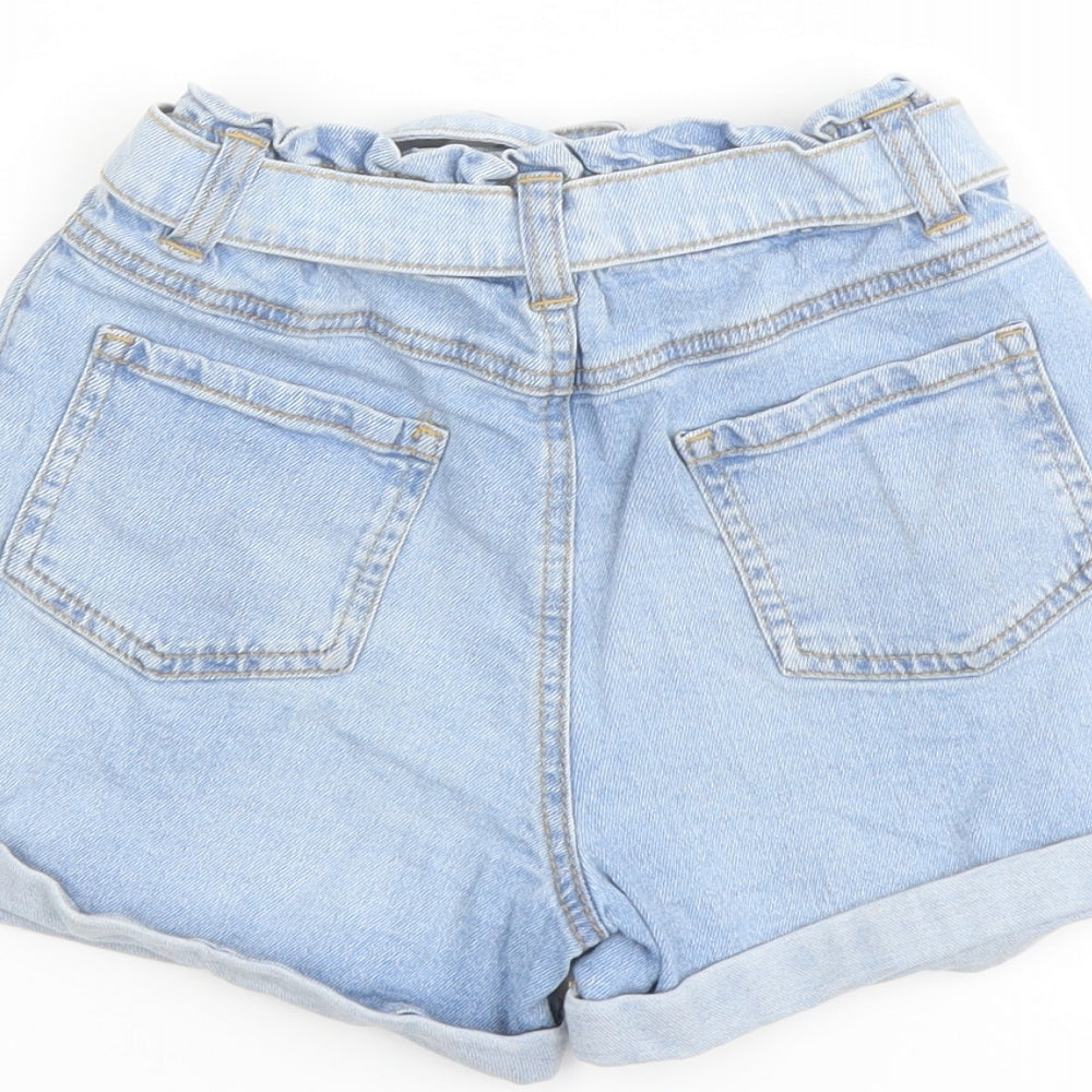 TU Girls Blue Cotton Mom Shorts Size 9 Years Regular Zip