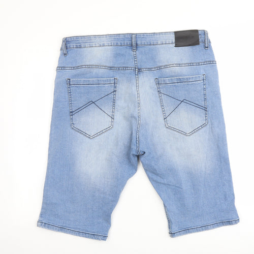 Loyalty & Faith Mens Blue Cotton Bermuda Shorts Size 38 in L12 in Regular Button