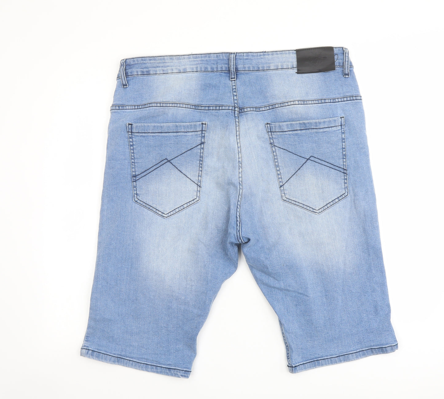 Loyalty & Faith Mens Blue Cotton Bermuda Shorts Size 38 in L12 in Regular Button