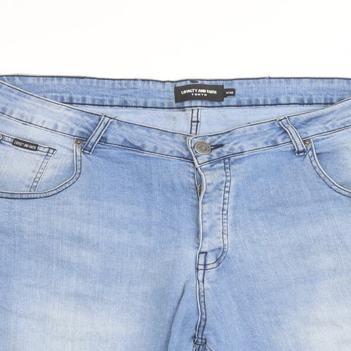 Loyalty & Faith Mens Blue Cotton Bermuda Shorts Size 38 in L12 in Regular Button