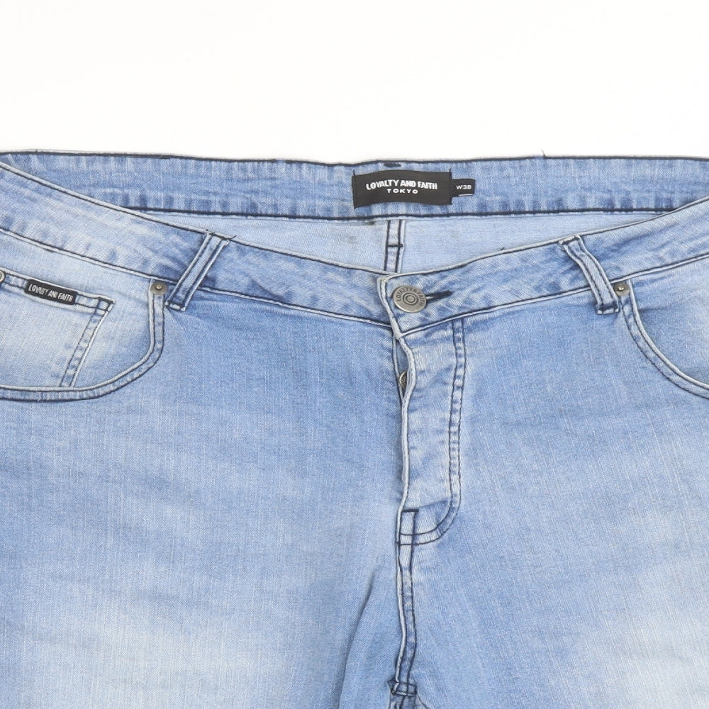 Loyalty & Faith Mens Blue Cotton Bermuda Shorts Size 38 in L12 in Regular Button