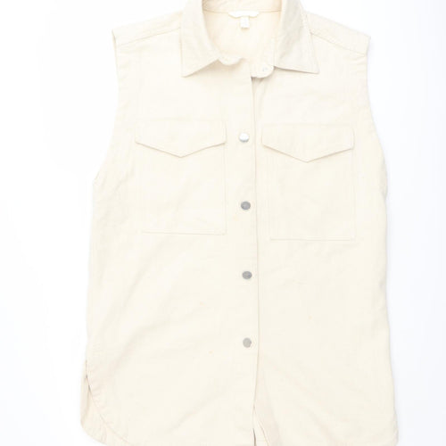 H&M Womens Beige Jacket Waistcoat Size S Button