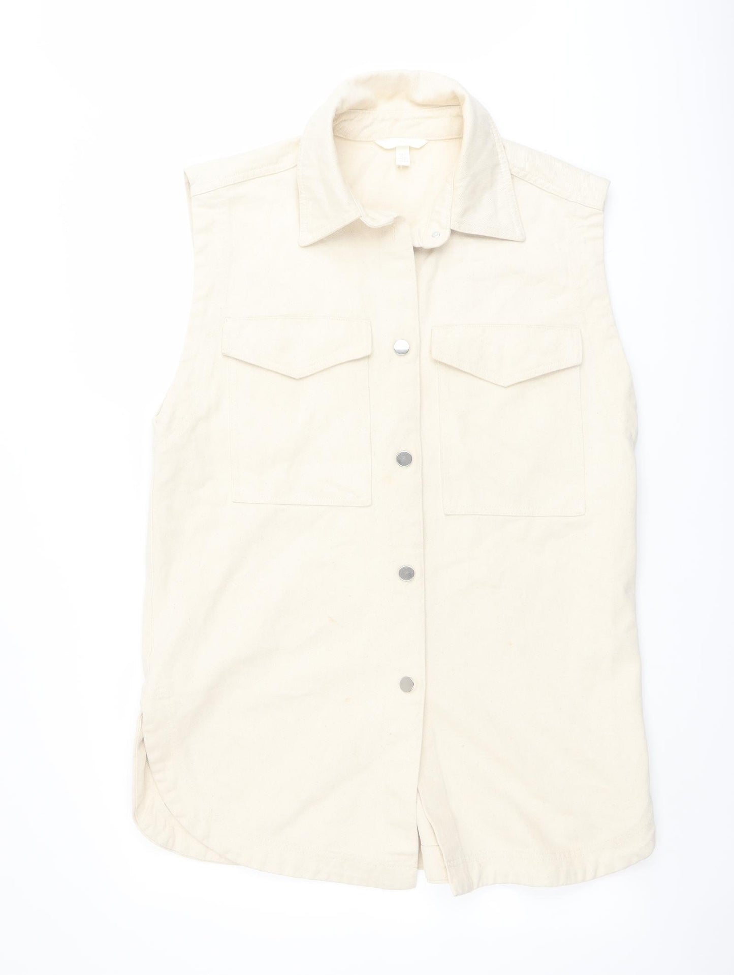 H&M Womens Beige Jacket Waistcoat Size S Button