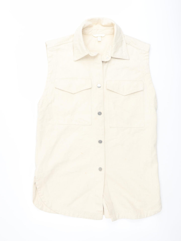 H&M Womens Beige Jacket Waistcoat Size S Button