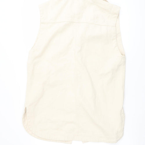 H&M Womens Beige Jacket Waistcoat Size S Button