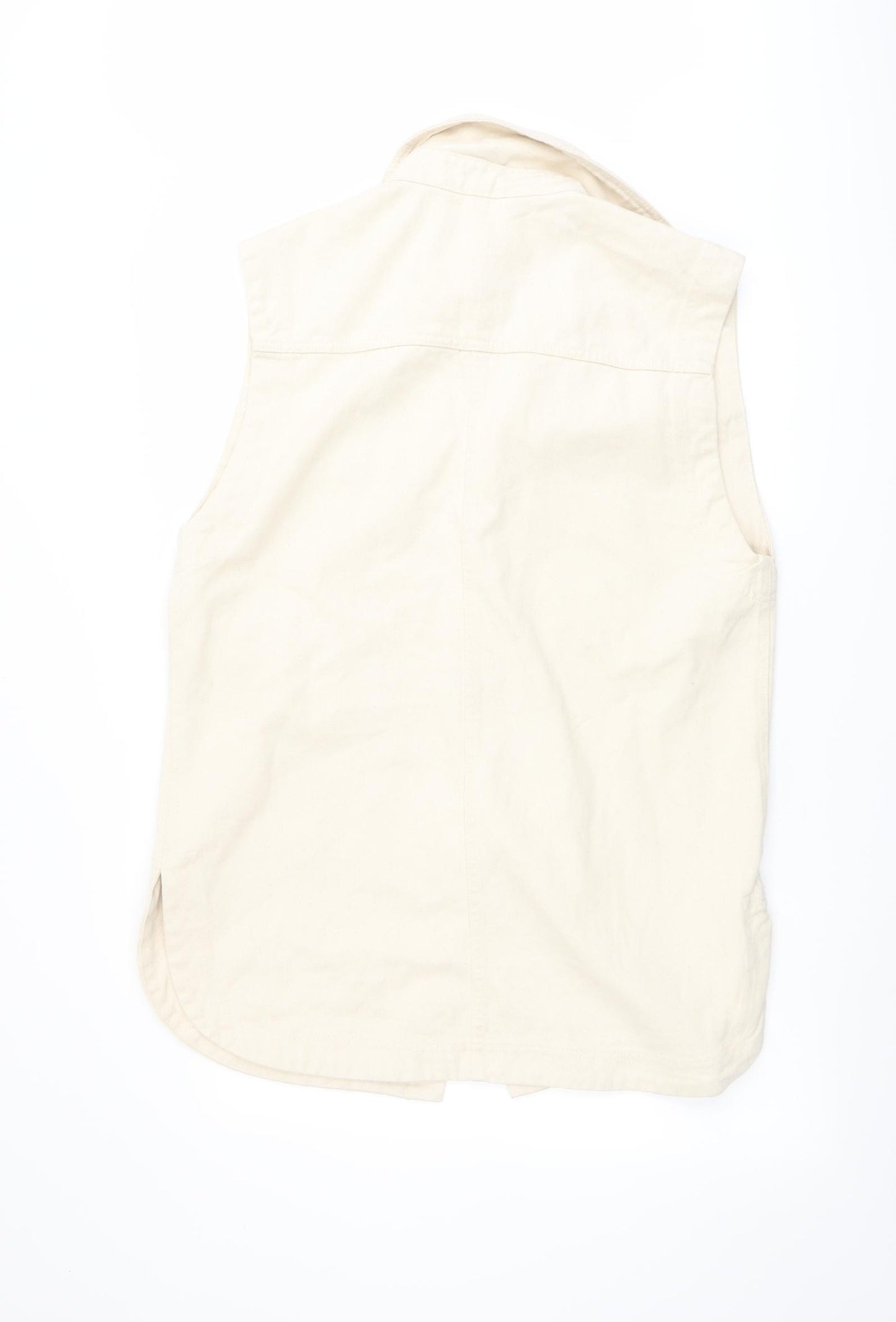 H&M Womens Beige Jacket Waistcoat Size S Button