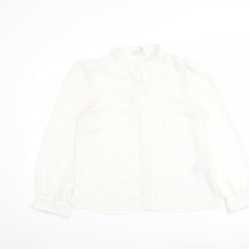 VERO MODA Womens Ivory Polyester Basic Button-Up Size M V-Neck