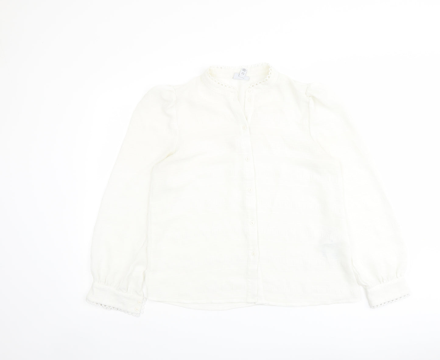 VERO MODA Womens Ivory Polyester Basic Button-Up Size M V-Neck