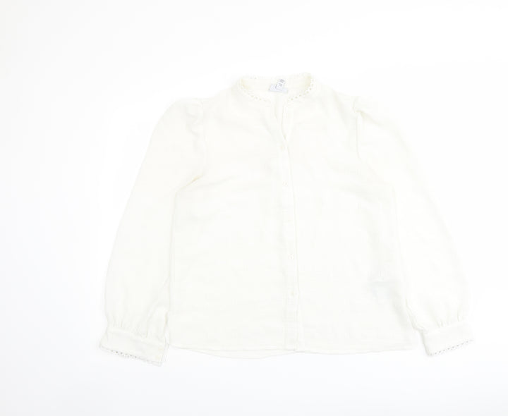 VERO MODA Womens Ivory Polyester Basic Button-Up Size M V-Neck