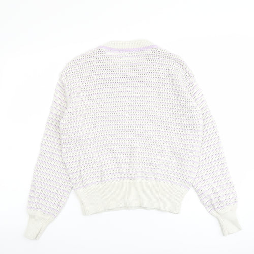 Marks and Spencer Womens Purple Round Neck Cotton Pullover Jumper Size S