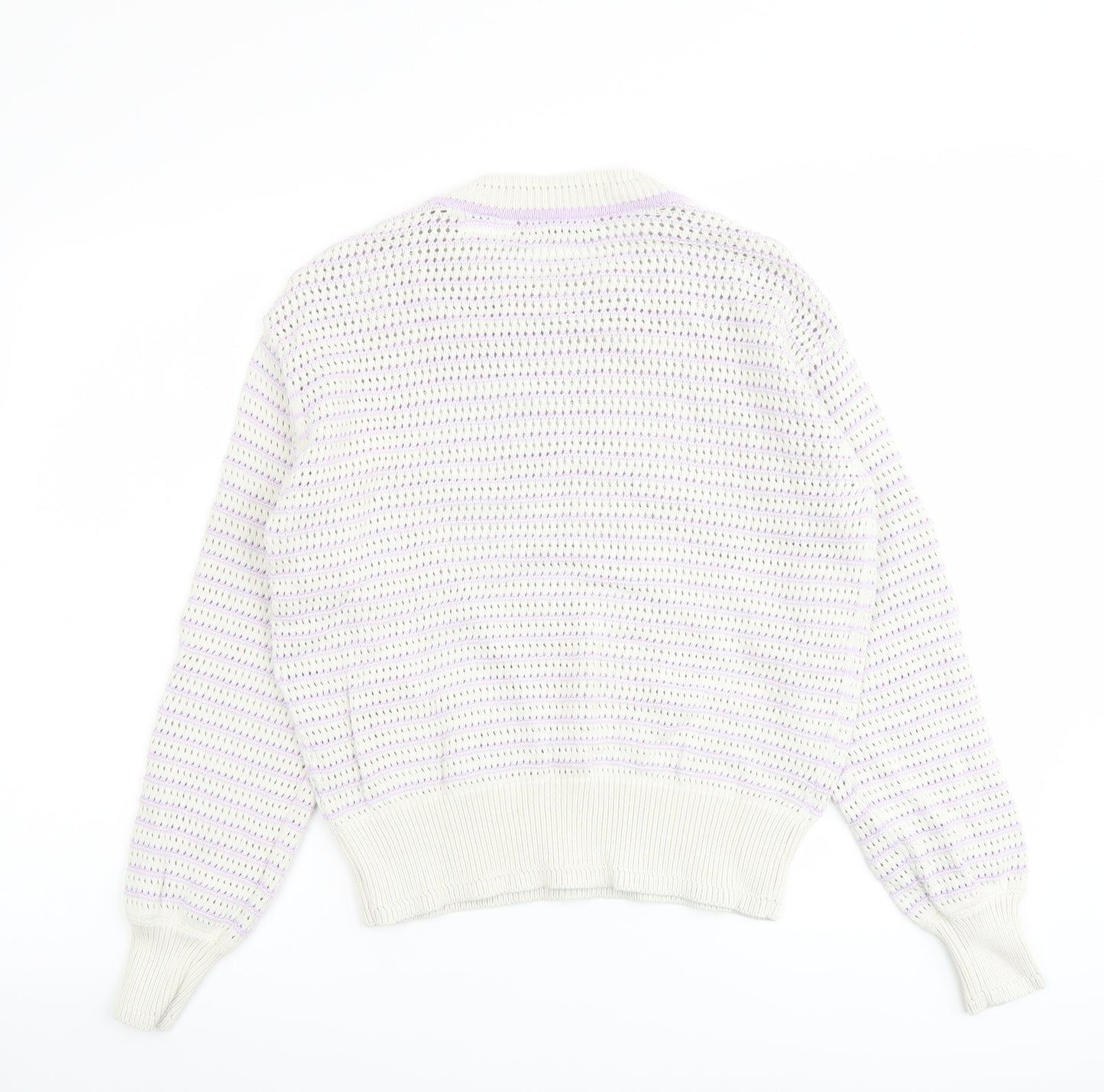 Marks and Spencer Womens Purple Round Neck Cotton Pullover Jumper Size S