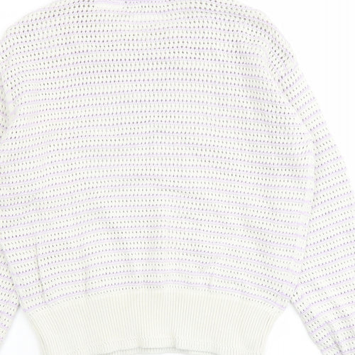 Marks and Spencer Womens Purple Round Neck Cotton Pullover Jumper Size S