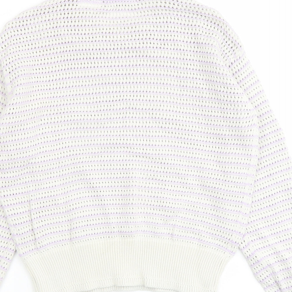 Marks and Spencer Womens Purple Round Neck Cotton Pullover Jumper Size S