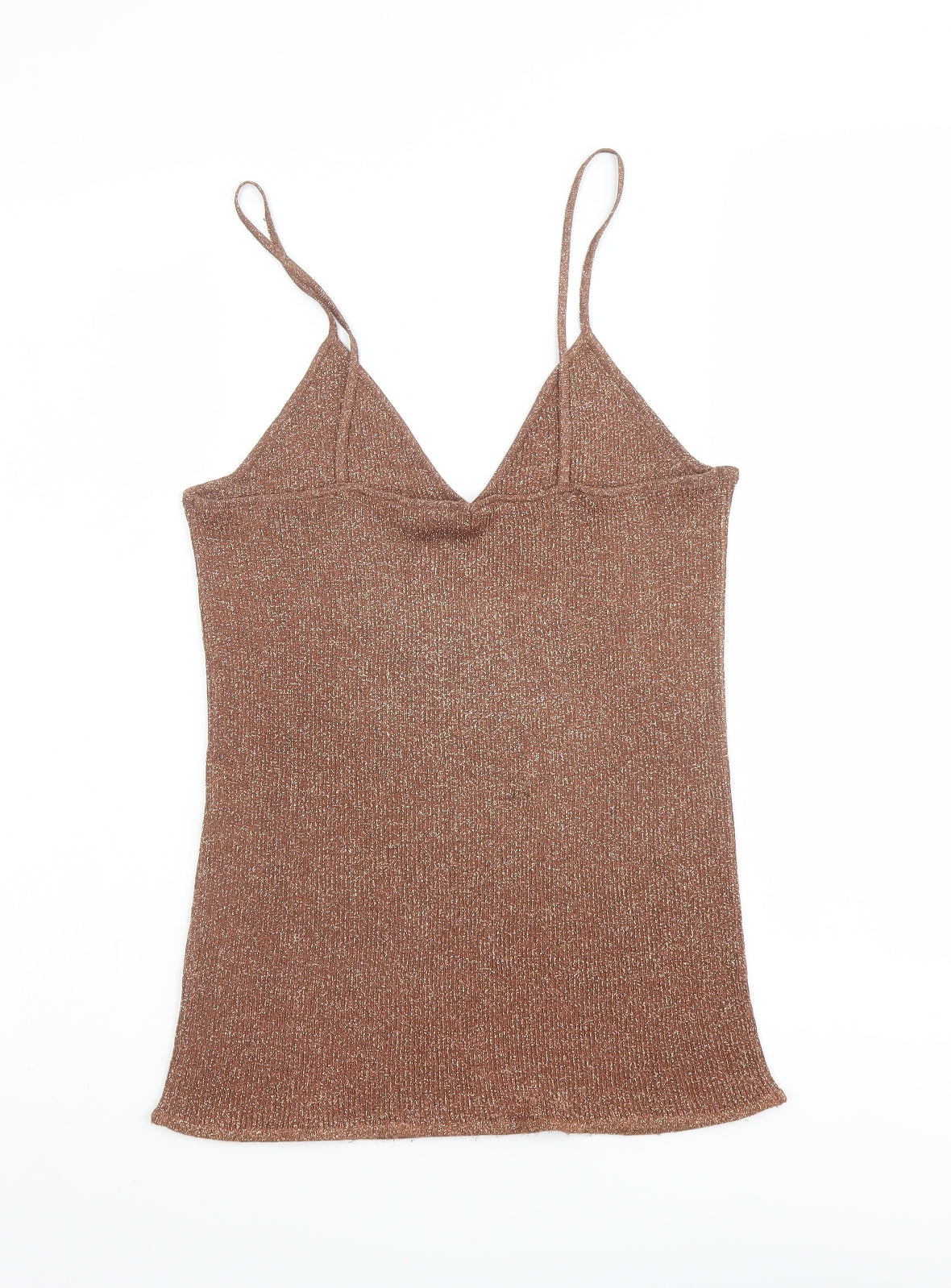 H&M Womens Brown Polyester Basic Tank Size M V-Neck