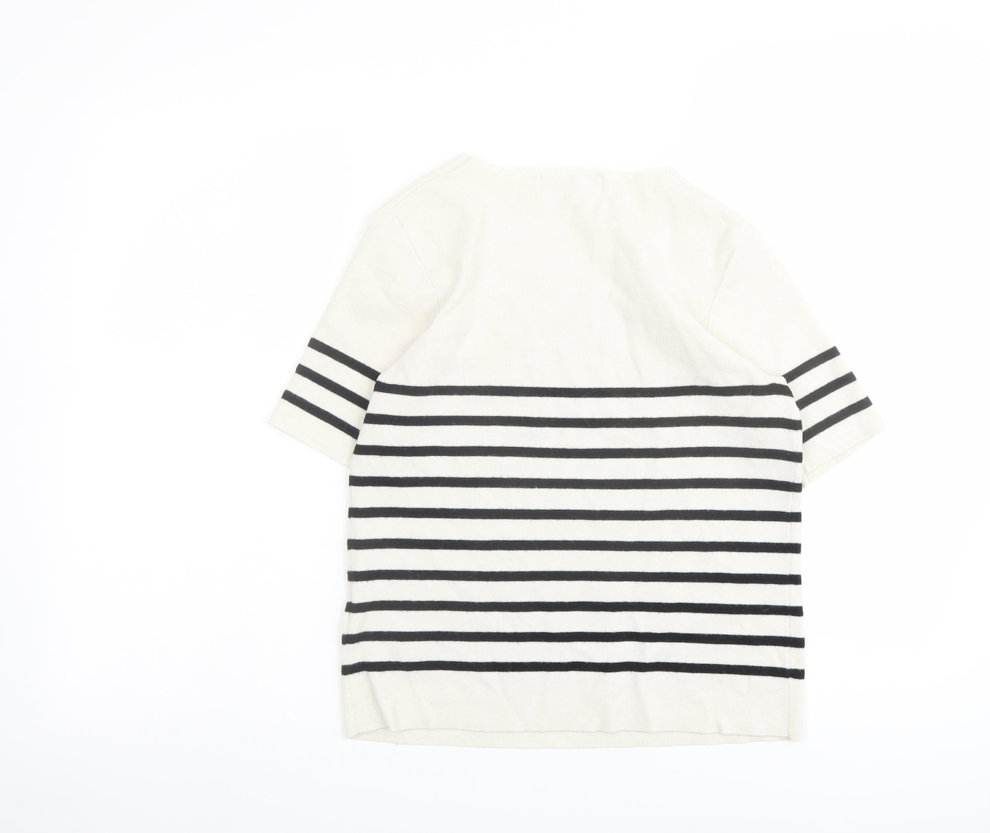 Marks and Spencer Womens Ivory Scoop Neck Striped Viscose Pullover Jumper Size 12