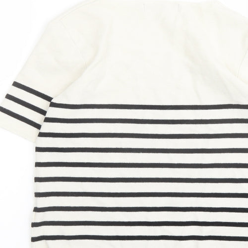 Marks and Spencer Womens Ivory Scoop Neck Striped Viscose Pullover Jumper Size 12