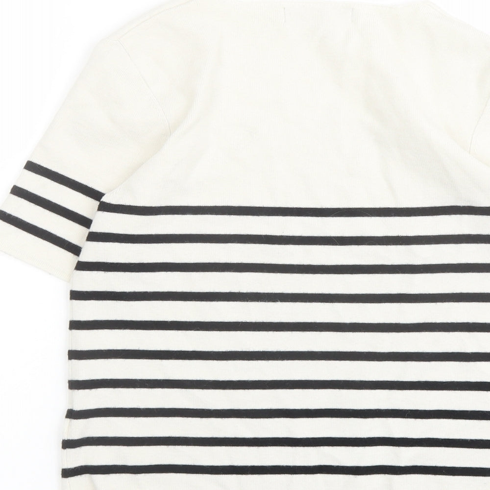 Marks and Spencer Womens Ivory Scoop Neck Striped Viscose Pullover Jumper Size 12