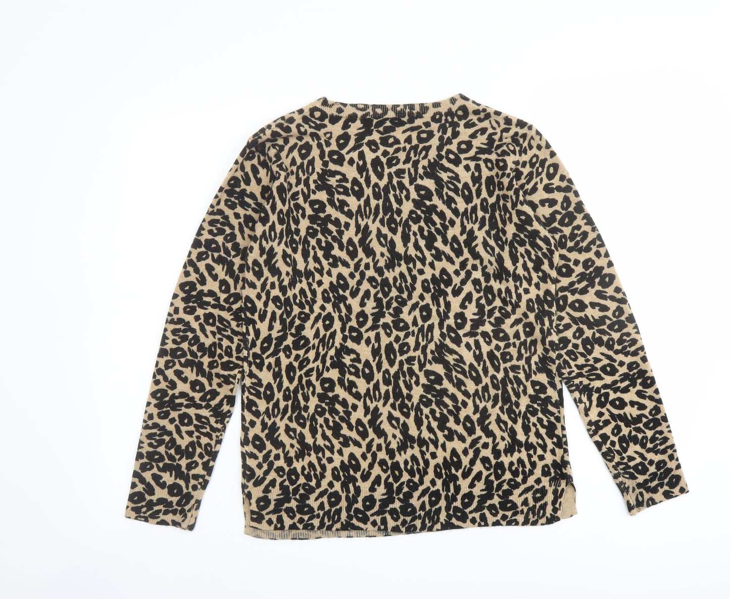 Marks and Spencer Womens Brown Round Neck Animal Print Acrylic Pullover Jumper Size 10 - Leopard Print