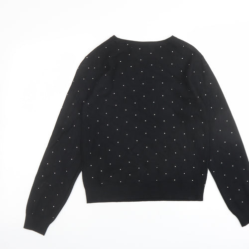 Marks and Spencer Womens Black Round Neck Viscose Pullover Jumper Size XS