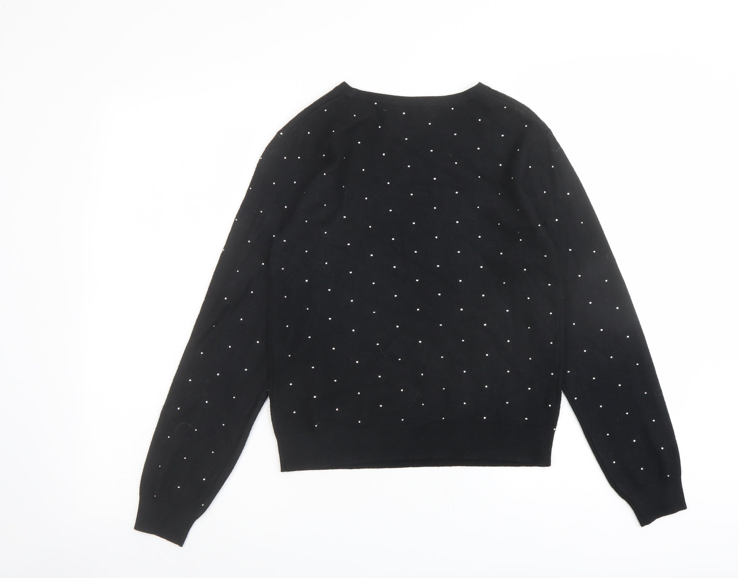 Marks and Spencer Womens Black Round Neck Viscose Pullover Jumper Size XS