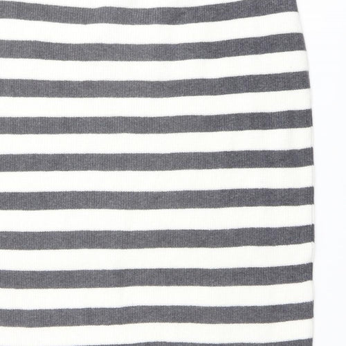 Marks and Spencer Womens Grey Striped Viscose Straight & Pencil Skirt Size L