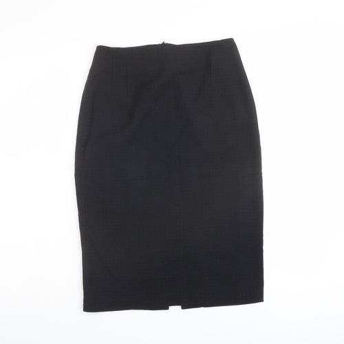 Warehouse Womens Black Polka Dot Polyester A-Line Skirt Size 6 Zip