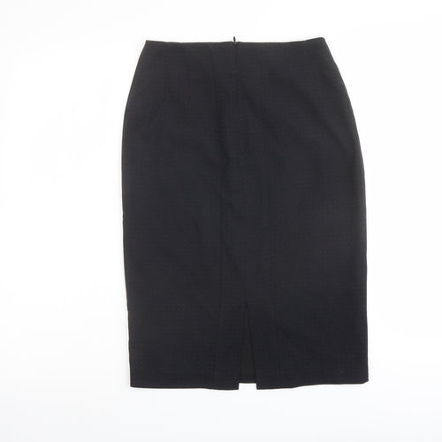 Warehouse Womens Black Polka Dot Polyester A-Line Skirt Size 6 Zip