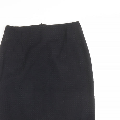 Warehouse Womens Black Polka Dot Polyester A-Line Skirt Size 6 Zip