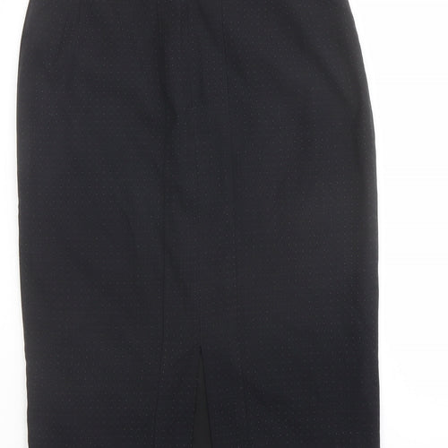 Warehouse Womens Black Polka Dot Polyester A-Line Skirt Size 6 Zip