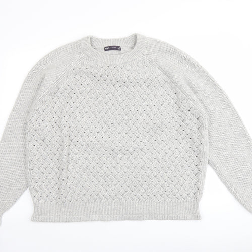 Marks and Spencer Womens Grey Round Neck Polyester Pullover Jumper Size XL