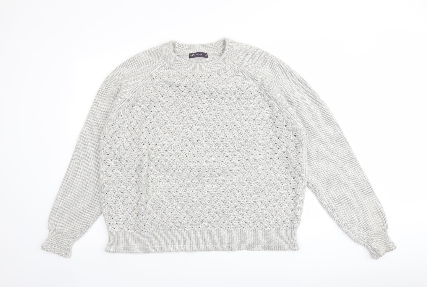 Marks and Spencer Womens Grey Round Neck Polyester Pullover Jumper Size XL