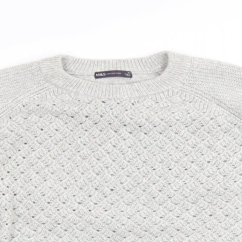 Marks and Spencer Womens Grey Round Neck Polyester Pullover Jumper Size XL