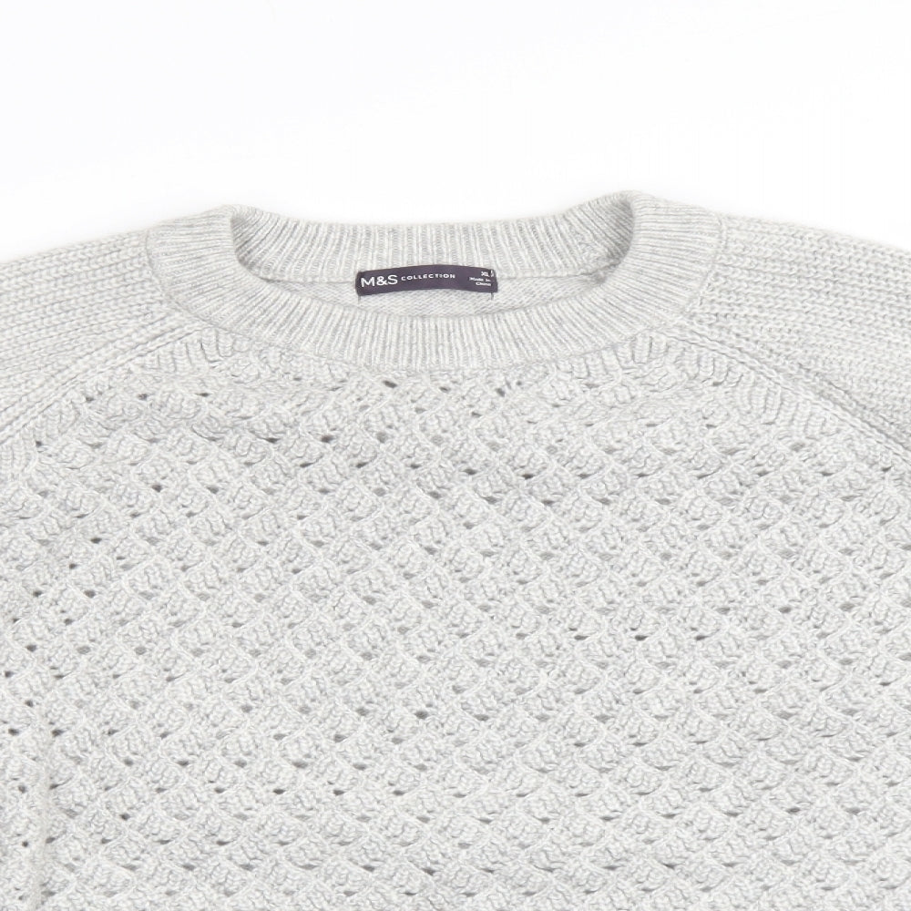 Marks and Spencer Womens Grey Round Neck Polyester Pullover Jumper Size XL