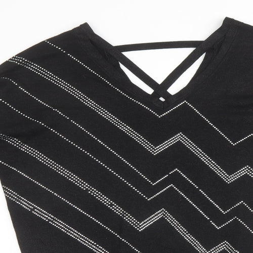 Star Womens Black V-Neck Viscose Pullover Jumper Size 12