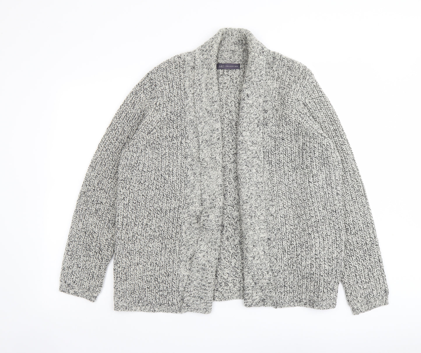 Marks and Spencer Womens Grey V-Neck Acrylic Cardigan Jumper Size 18