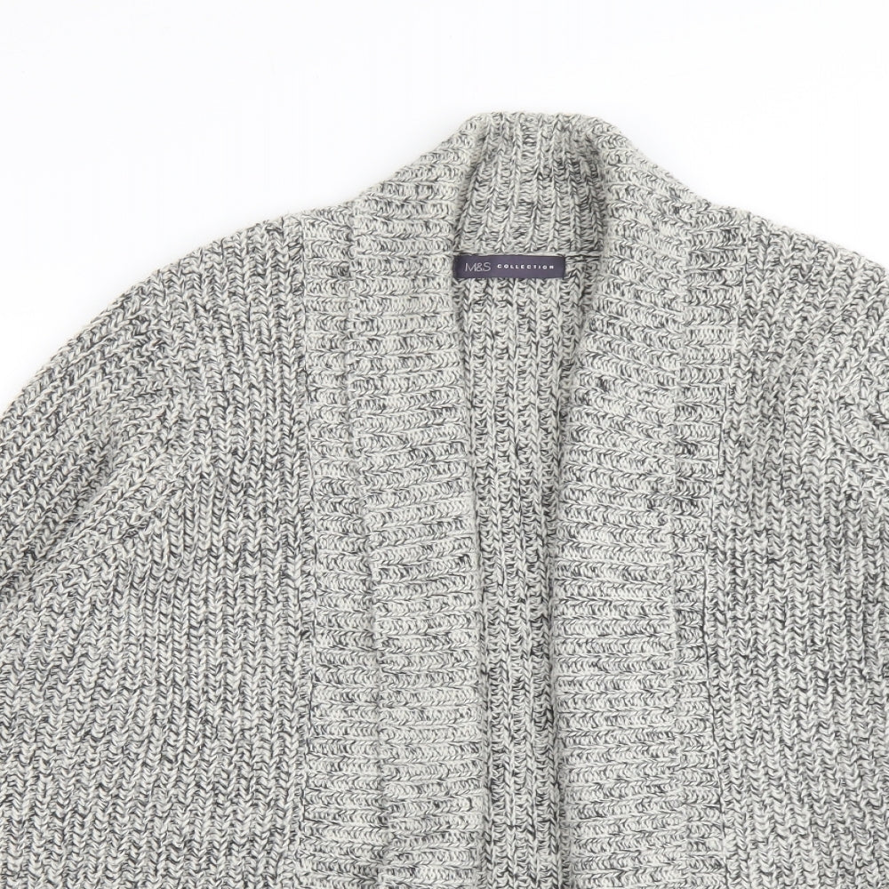 Marks and Spencer Womens Grey V-Neck Acrylic Cardigan Jumper Size 18