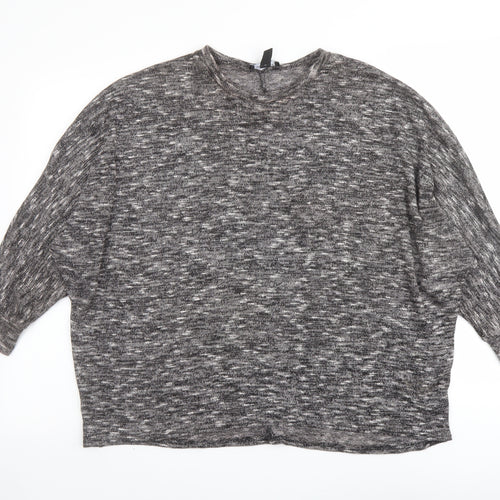 New Look Womens Grey Round Neck Polyester Pullover Jumper Size S