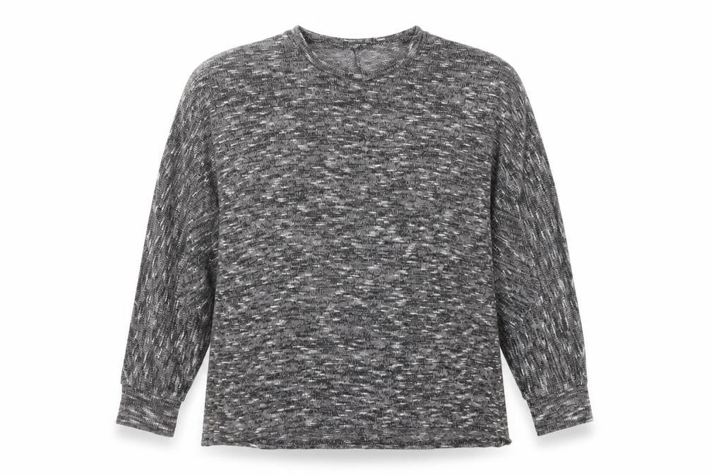 Front view of New Look women’s grey round neck polyester jumper, size S
